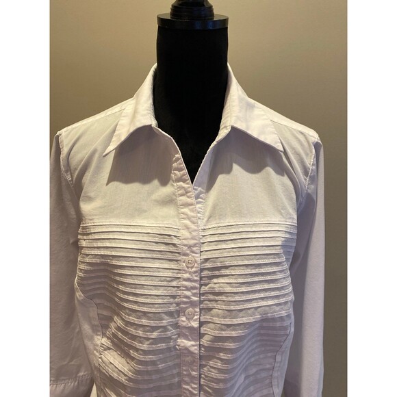 Zac & Rachel Woman Blouse White Button down Top Plus Size 2X 3/4 Sleeves Dressy - Picture 3 of 9